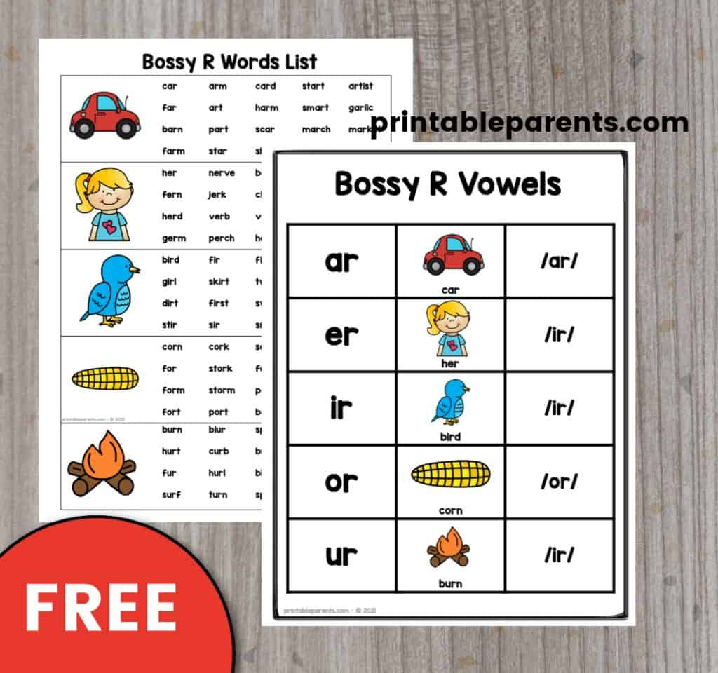 Bossy R Words - Printable Parents throughout FREE Printable Bossy R Worksheets