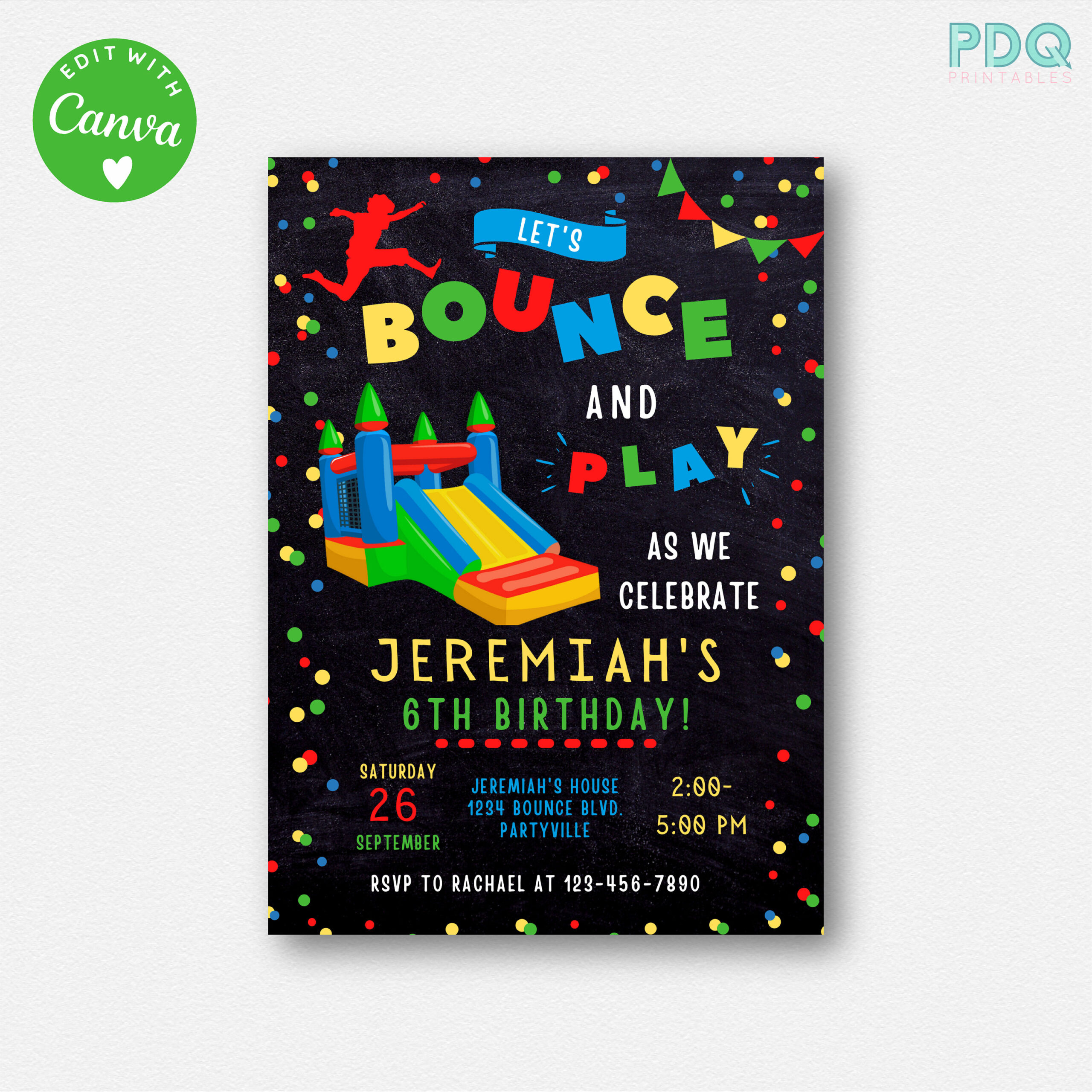 Bounce House Birthday Invitation Instant Download, Bounce House with regard to FREE Printable Bounce House Birthday Invitations