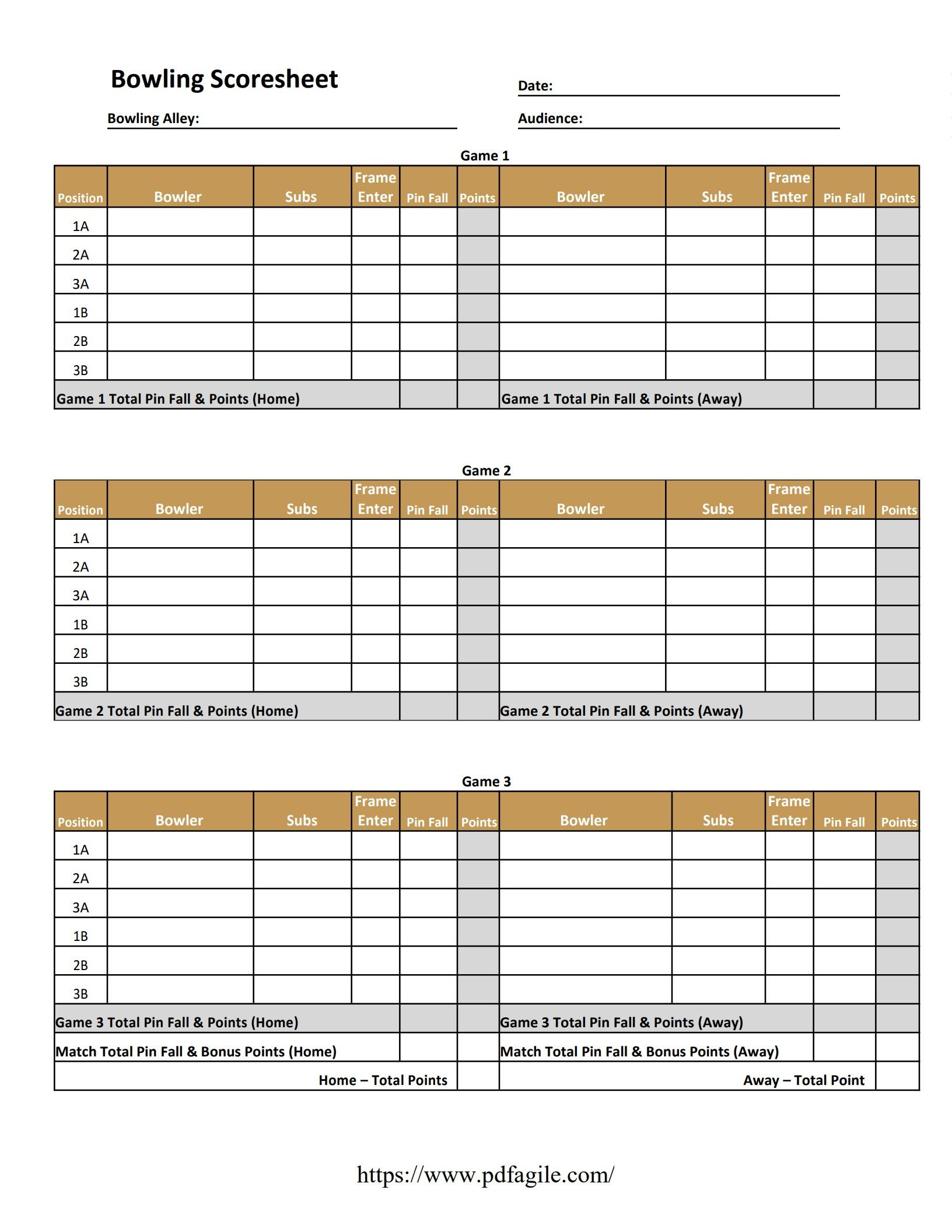 Bowling Scoresheet Template | Pdf Agile inside FREE Printable Bowling Score Sheets