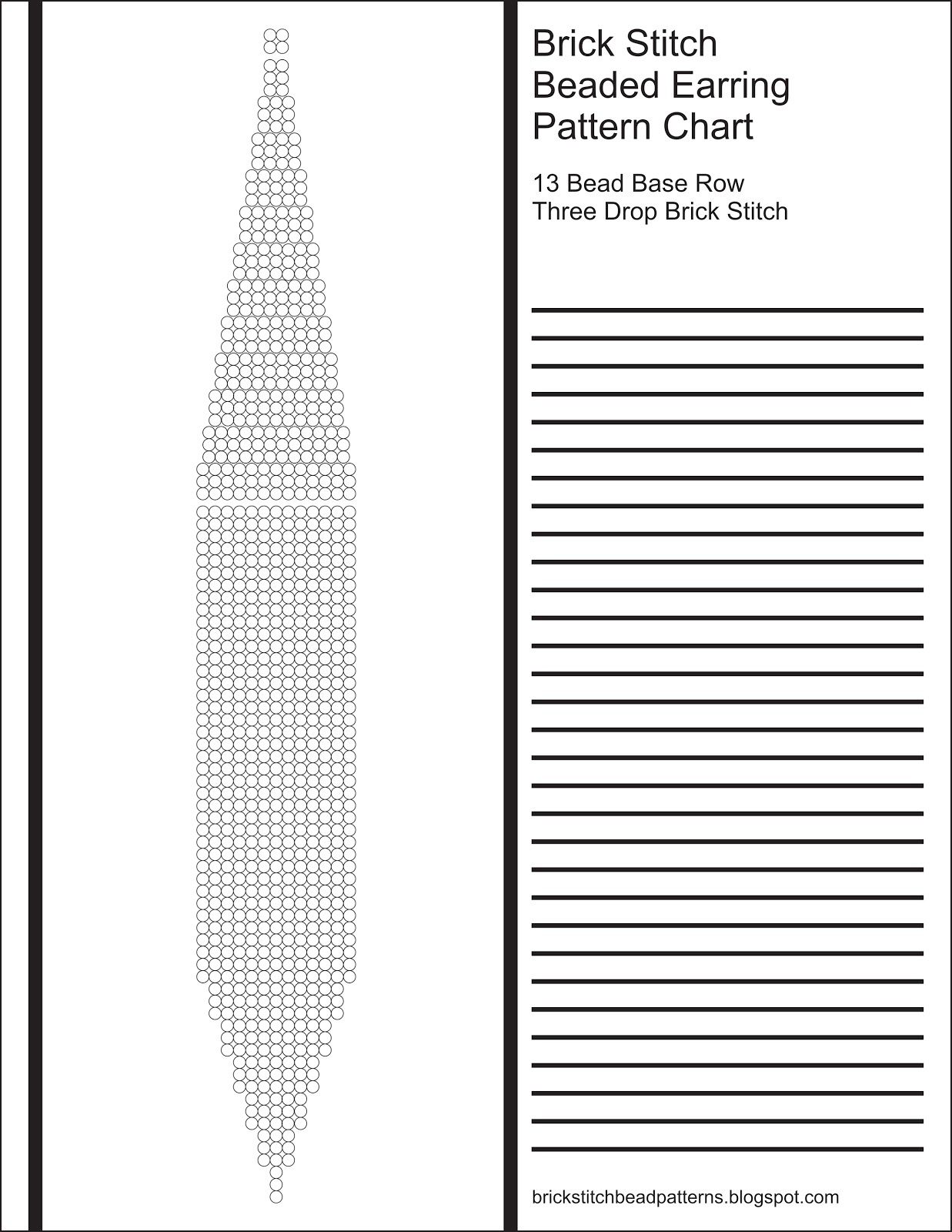 Brick Stitch Bead Patterns Journal: 13 Bead Base Row 3 Drop Blank inside Free Printable Brick Stitch Graph Paper