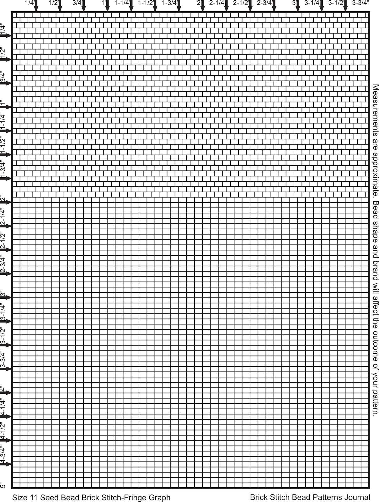 Brick Stitch Bead Patterns Journal: Size 11 Seed Bead Graph Paper inside Free Printable Brick Stitch Graph Paper