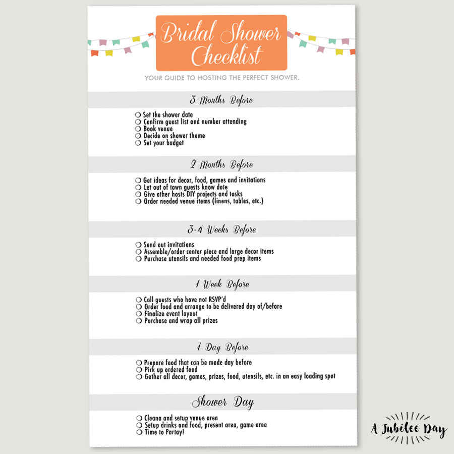 Bridal Shower Checklist - A Jubilee Day for Free Printable Bridal Shower Checklist