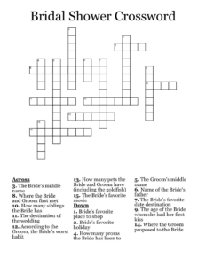 Bridal Shower Crossword - Wordmint inside FREE Printable Bridal Shower Crossword Puzzle