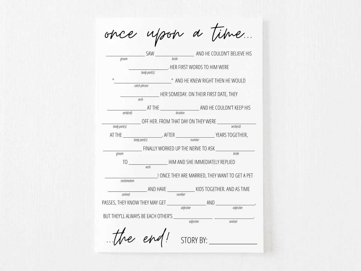 Bridal Shower Mad Libs Free Printable | Modern Moh intended for FREE Printable Bachelorette Mad Libs