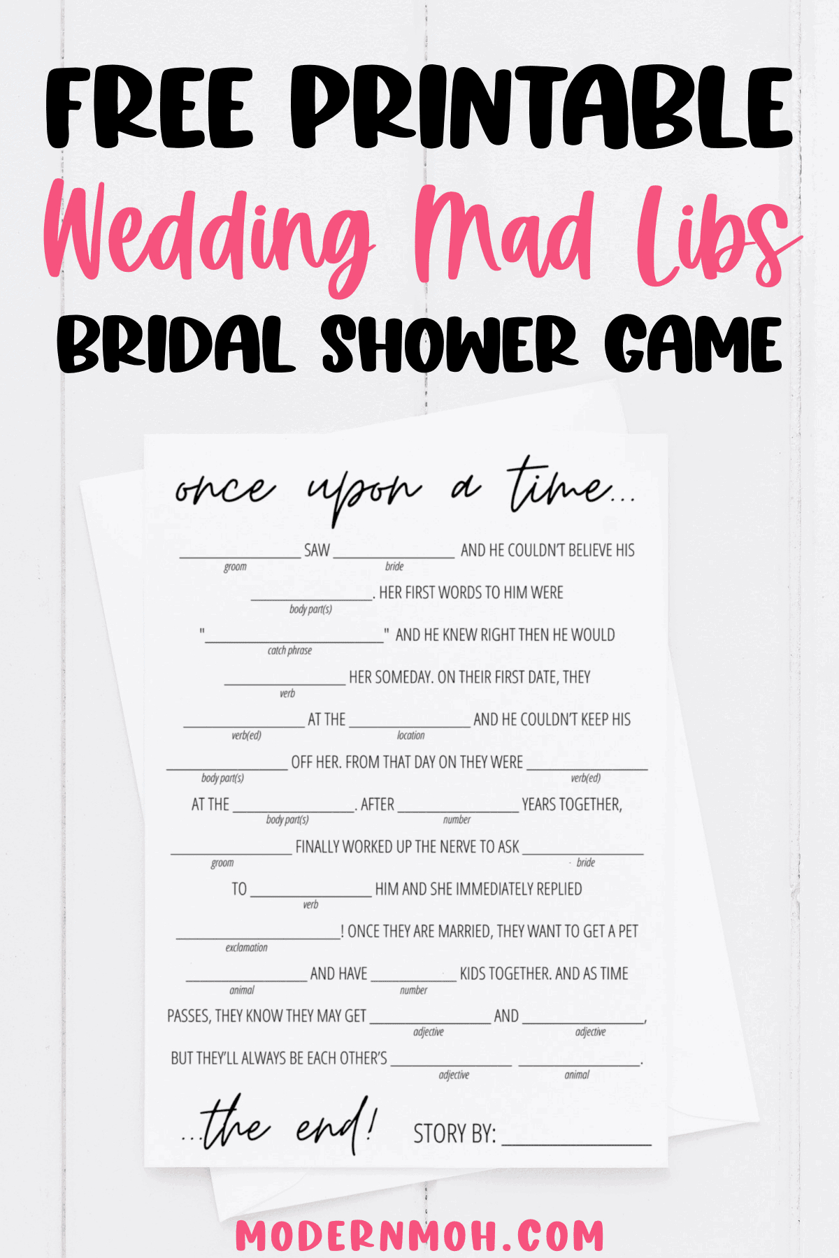 Bridal Shower Mad Libs Free Printable | Modern Moh throughout Free Printable Bachelorette Mad Libs