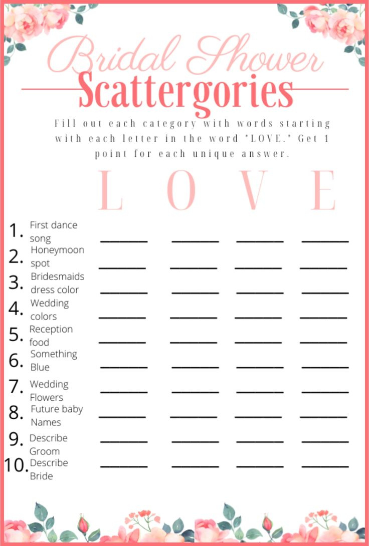 Bridal Shower Scattergories - 7 Free Pdf Printables | Printablee pertaining to FREE Printable Bridal Shower Scattergories Game