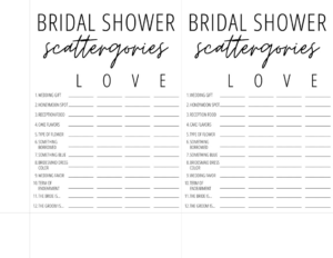 Bridal Shower Scattergories Free Printable | Modern Moh pertaining to FREE Printable Bridal Shower Scattergories Game