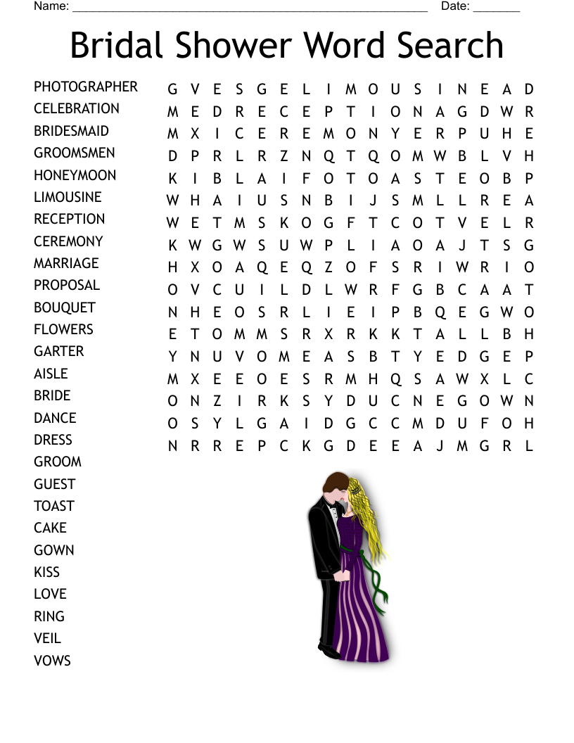 Bridal Shower Word Search - Wordmint with regard to Free Printable Bridal Shower Word Search
