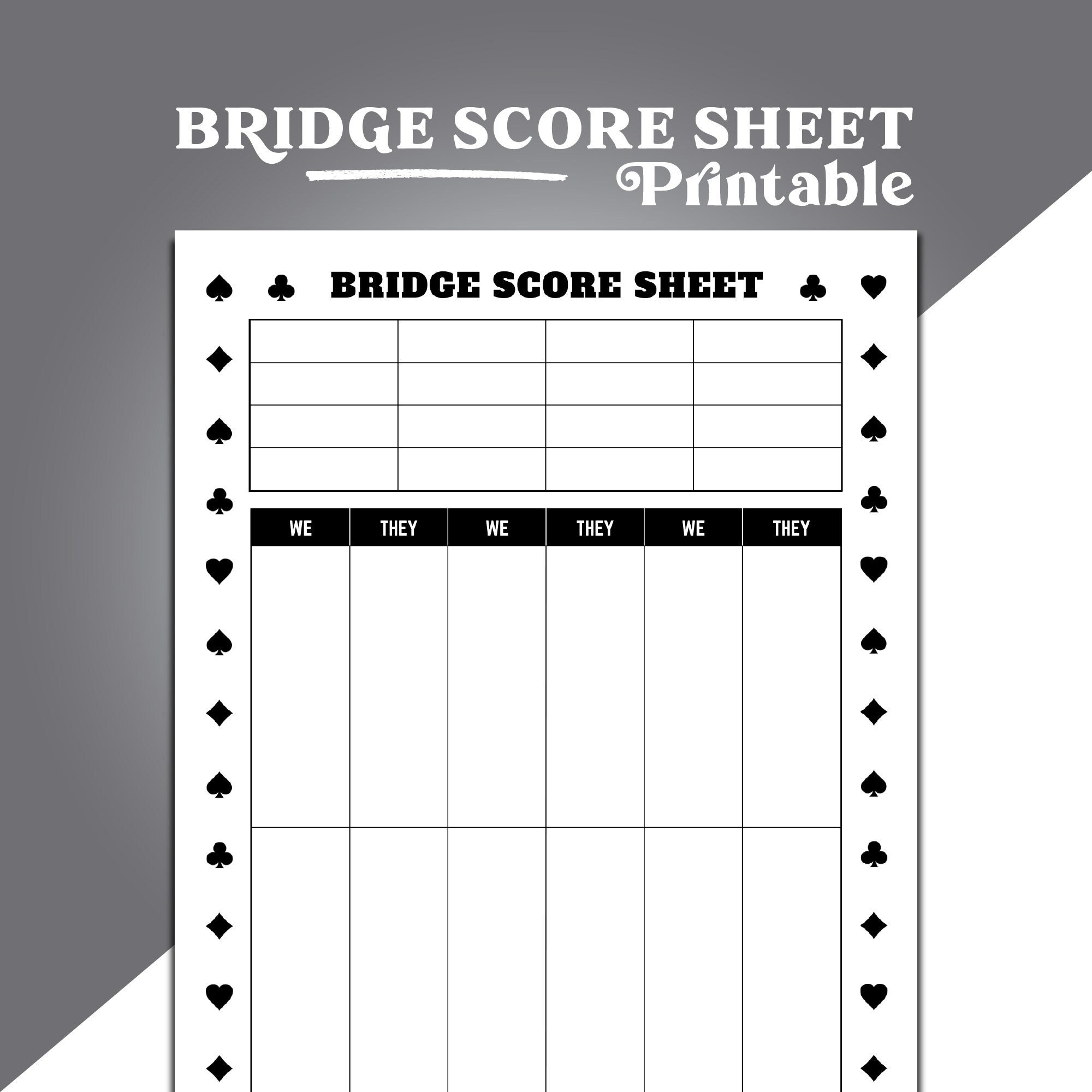 Bridge Game Score Sheet, Contract Bridge Scoring, Chicago Bridge inside FREE Printable Bridge Score Sheets
