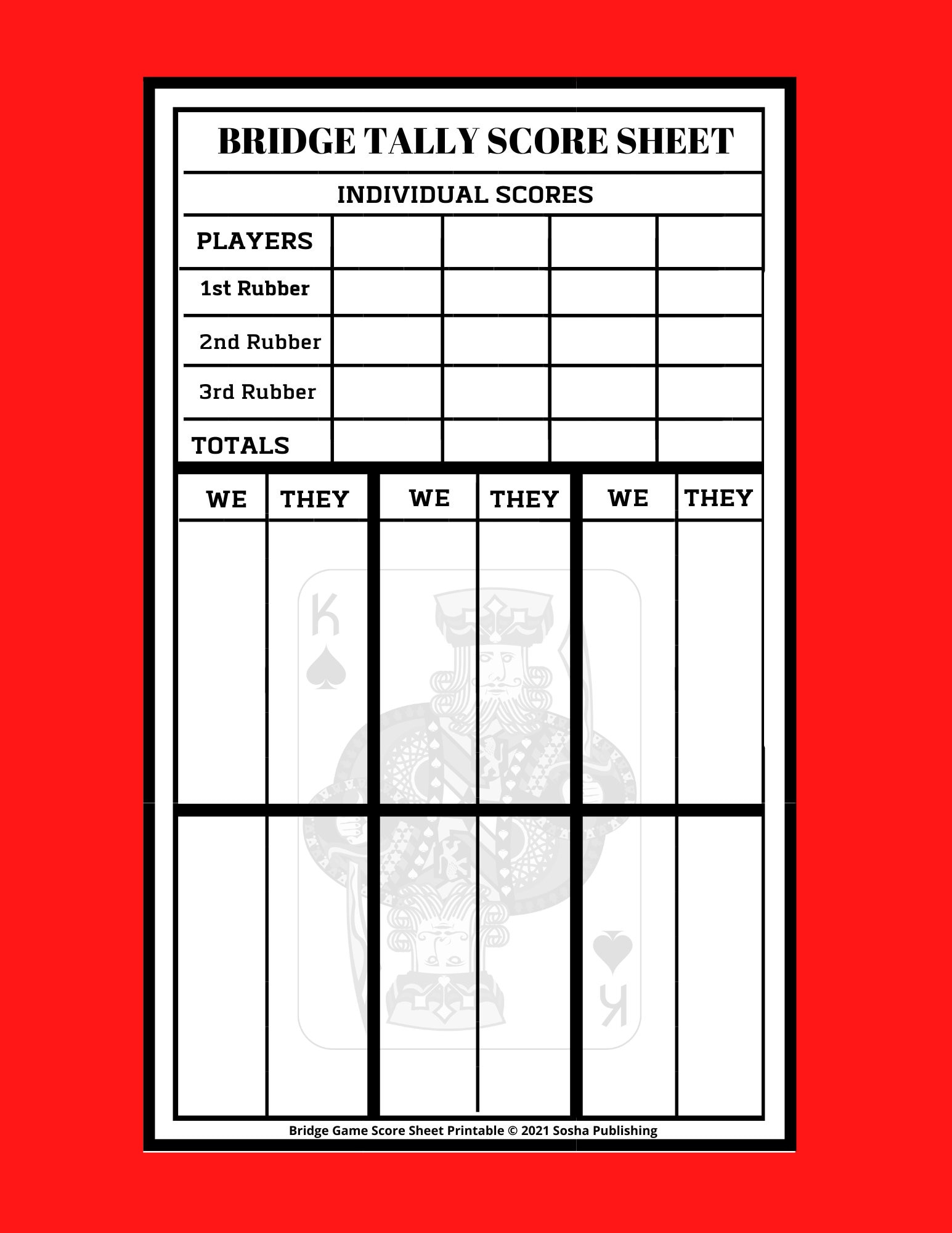 Bridge Game Score Sheets, Printable Bridge Score Pad, Bridge Score inside Free Printable Bridge Score Pads