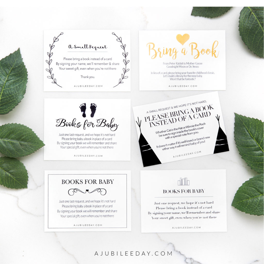 Bring A Book Instead Of Card (Free Printable!) - A Jubilee Day for FREE Printable Bring A Book Instead of A Card