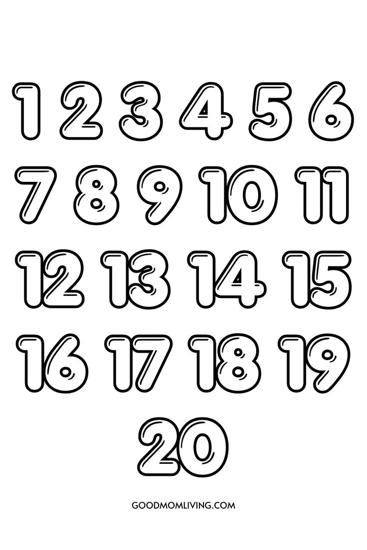 Bubble Numbers 1-20 – Free Printable Numbers 1-20 Bubble Letter throughout Free Printable Bubble Letters And Numbers