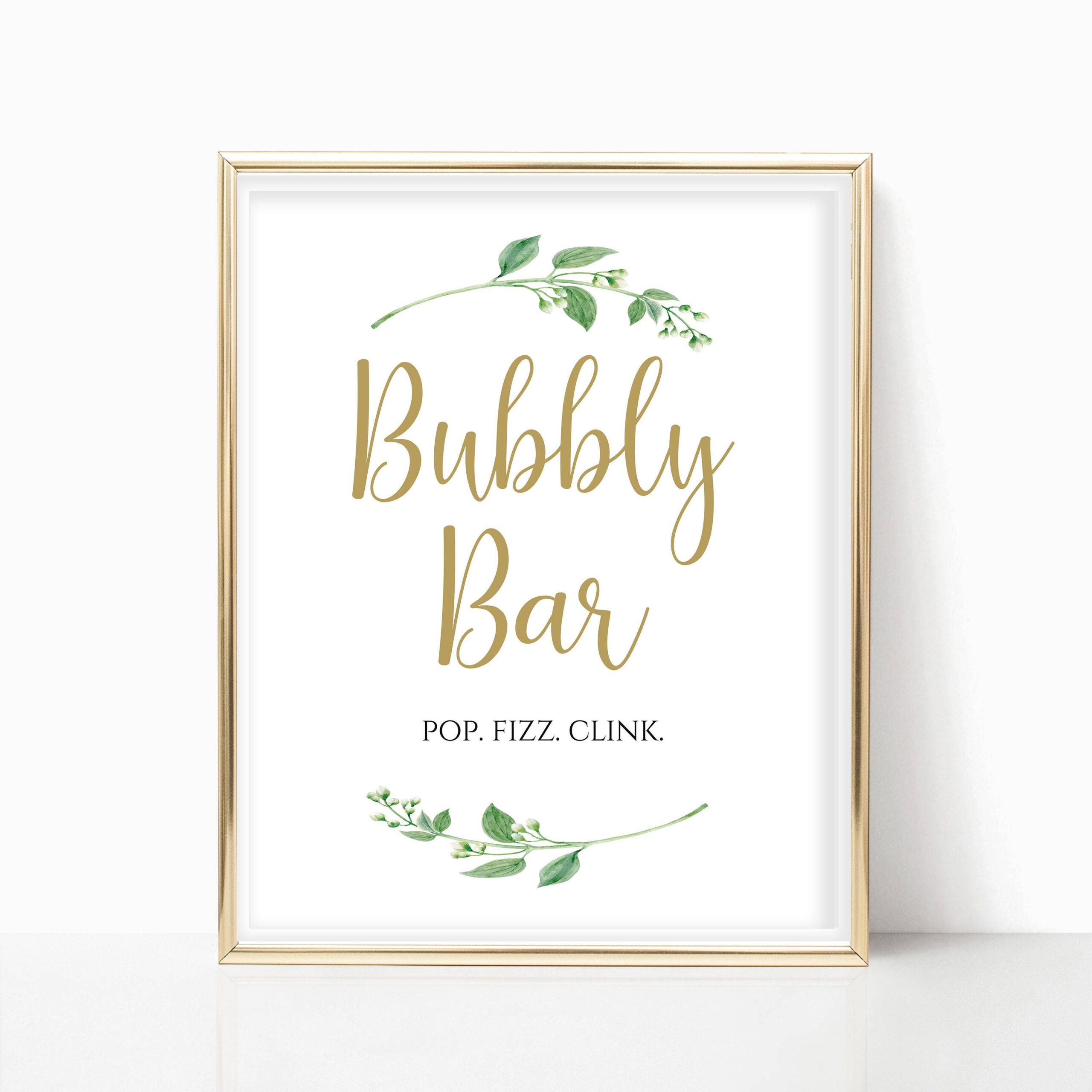 Bubbly Bar Sign Printable: Gold Calligraphy, Jasmine Decor intended for Free Printable Bubbly Bar Sign