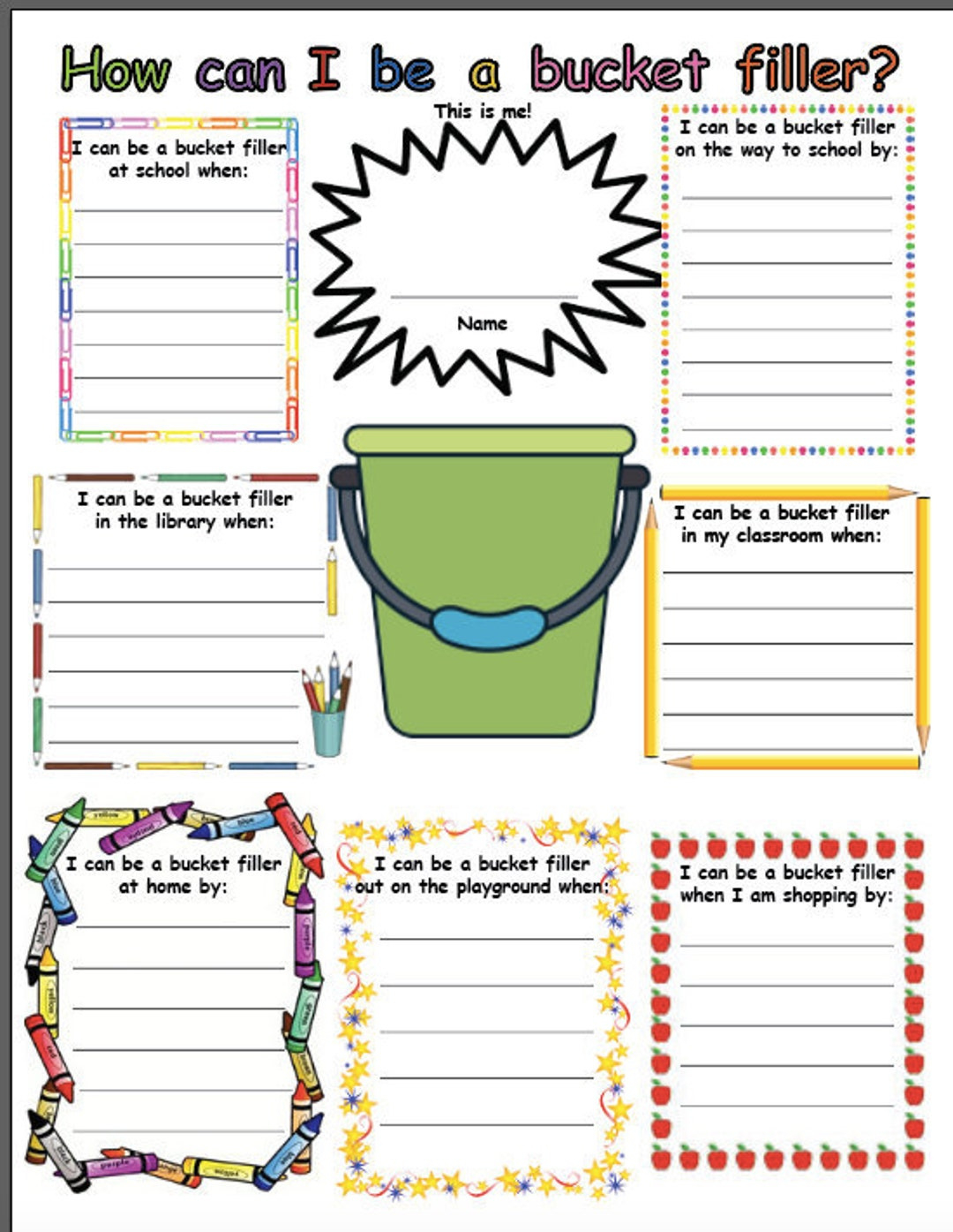 Bucket Filler Teacher Printable - Etsy pertaining to FREE Printable Bucket Filler Template Printable