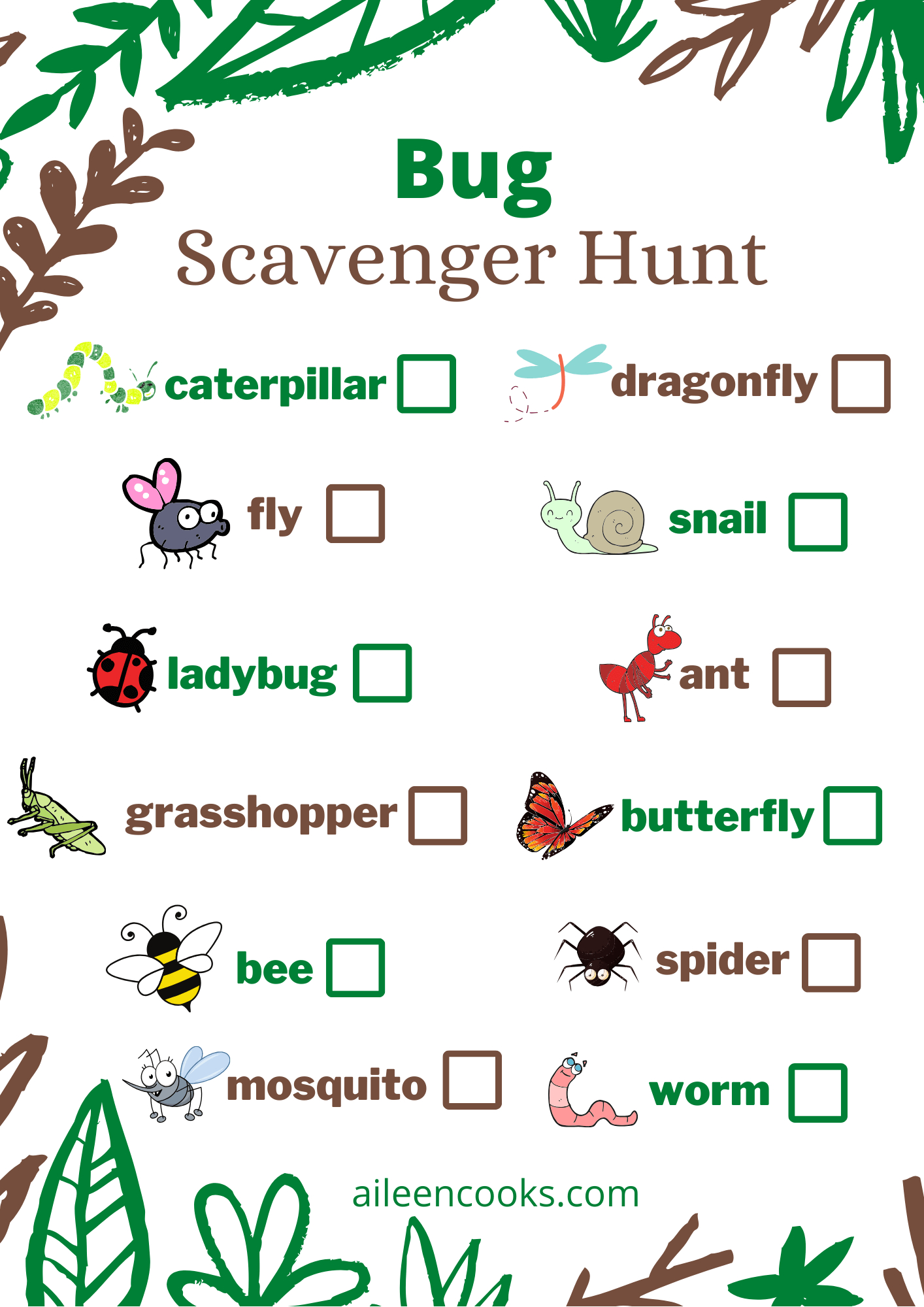 Bug Hunt | Free Printable - Aileen Cooks with regard to Free Printable Bug Hunt Sheets