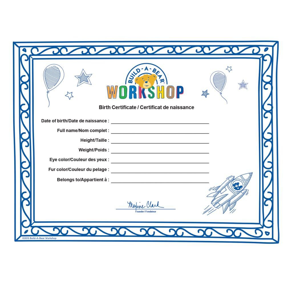 Build A Bear Birth Certificate with Free Printable Build A Bear Birth Certificate Template