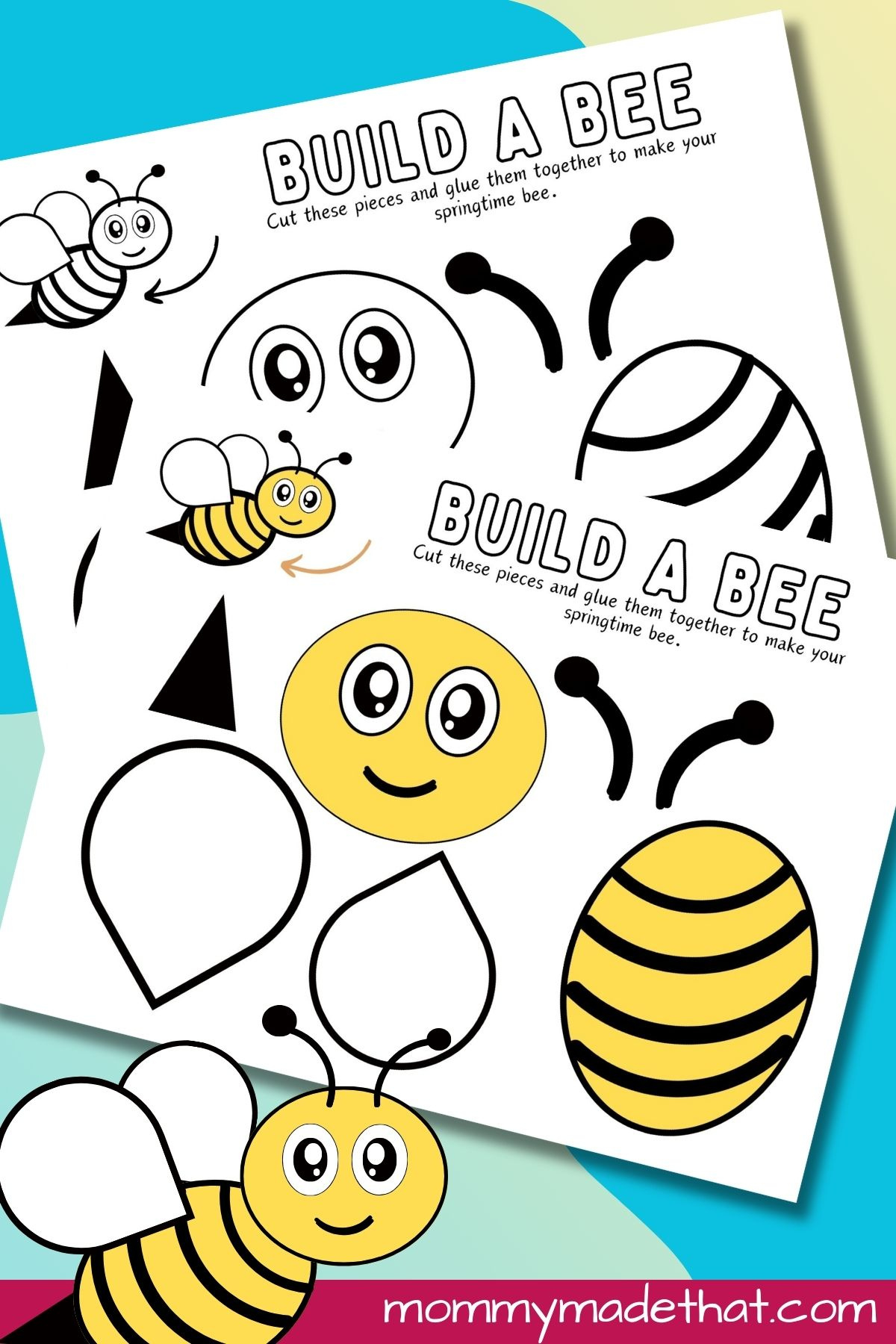Build A Bee Craft (Free Printable) intended for FREE Printable Bee Craft Template