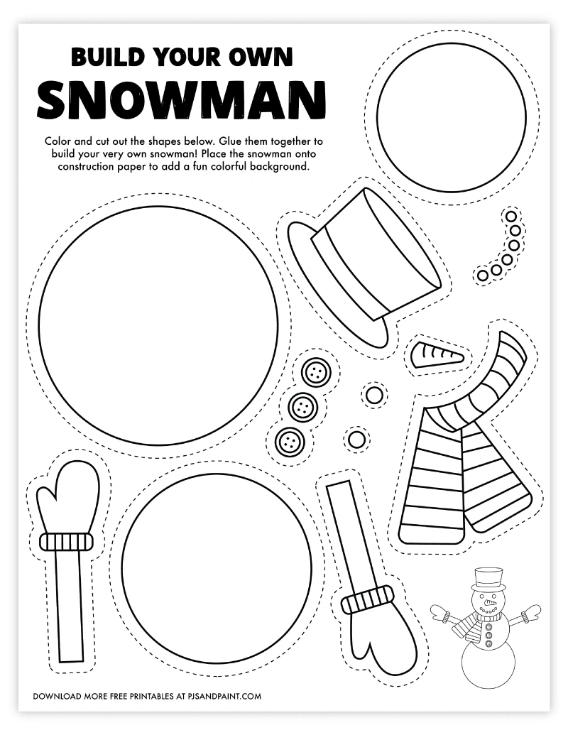 Build Your Own Snowman - Free Printable - Pjs And Paint intended for FREE Printable Build A Snowman
