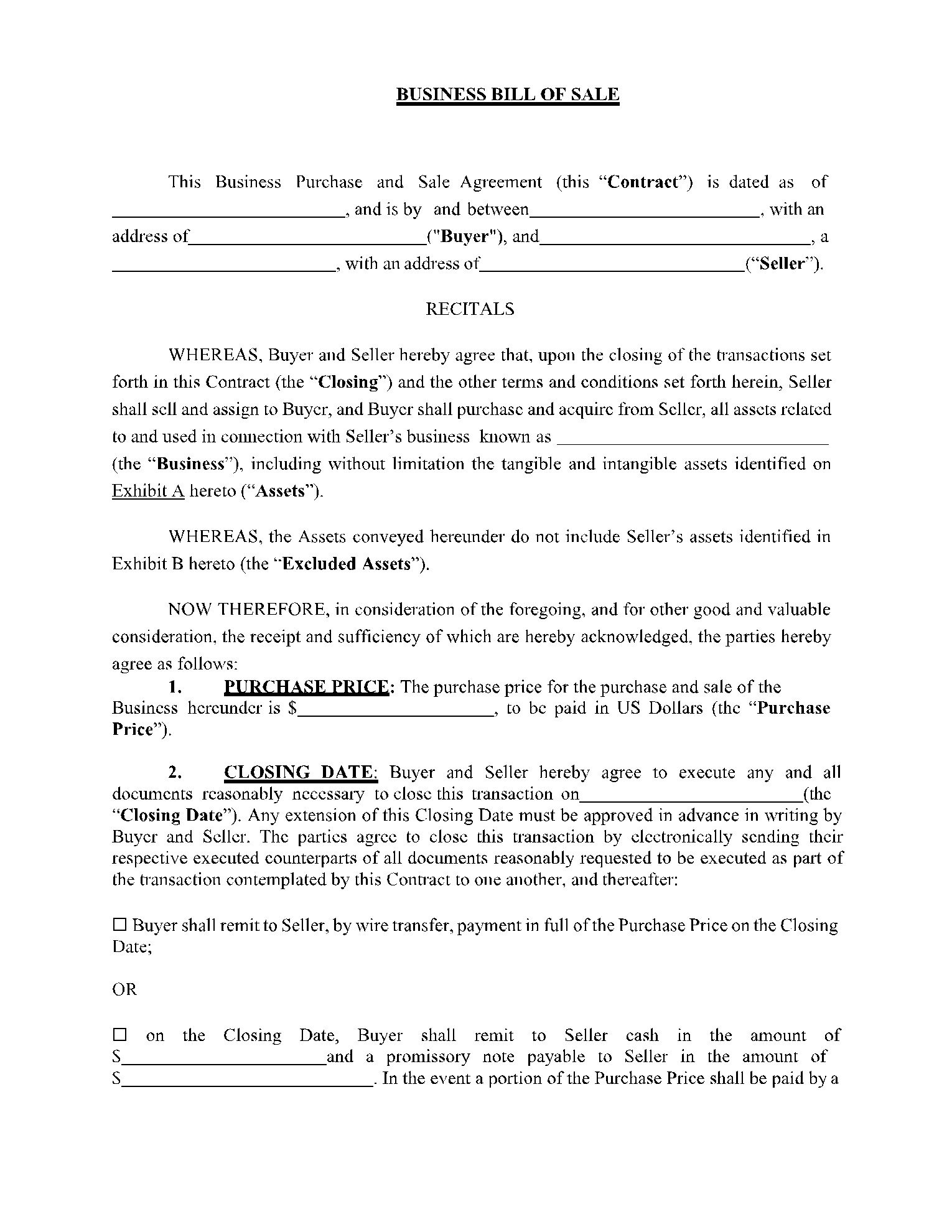 Business Bill Of Sale Template (Free Download) | Cocosign with regard to Free Printable Bill Of Sale For Business