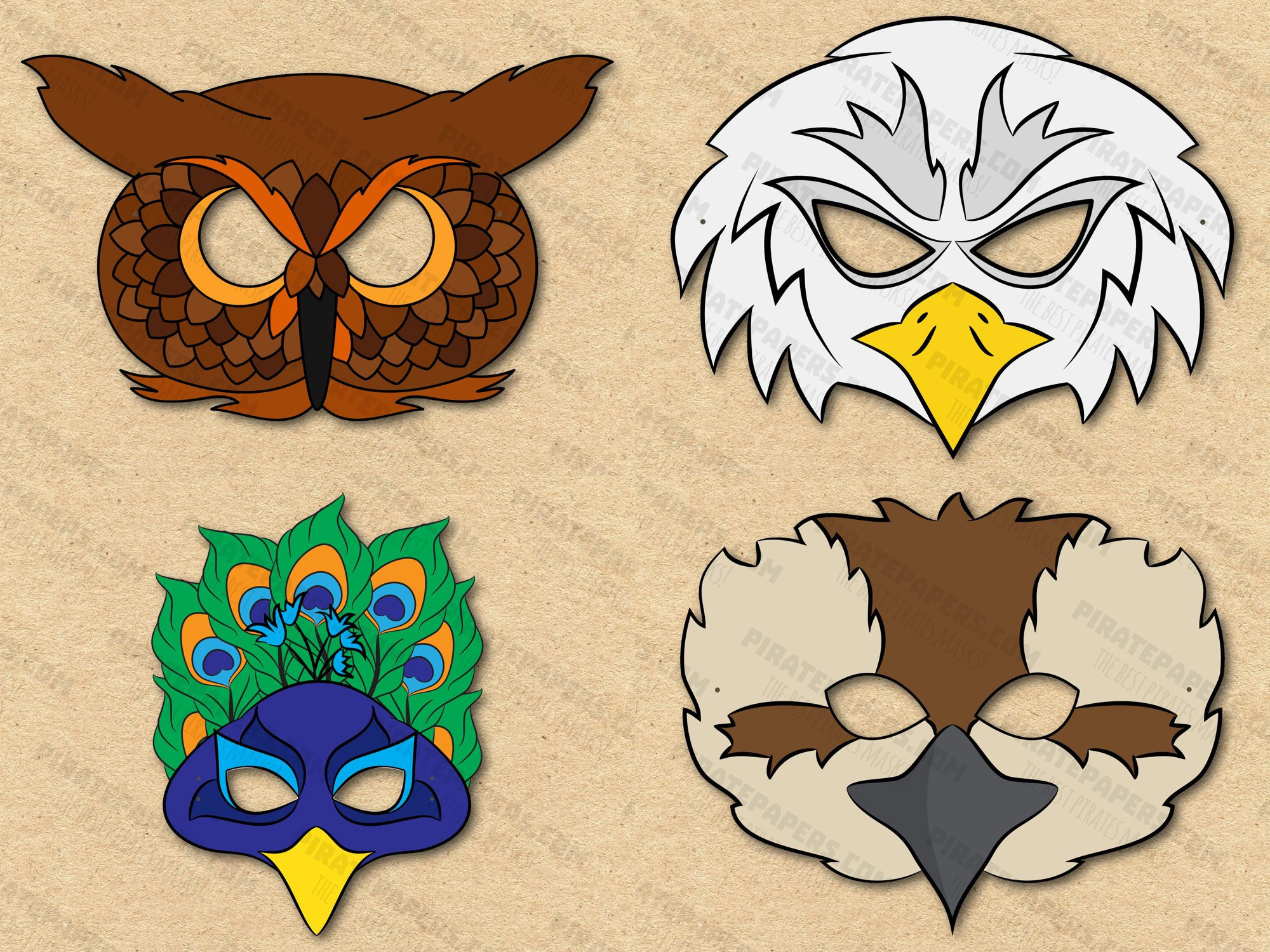 Buy Birds Masks Printable, Owl, Peacock, Eagle, Kookaburra, Paper pertaining to Free Printable Bird Mask Template