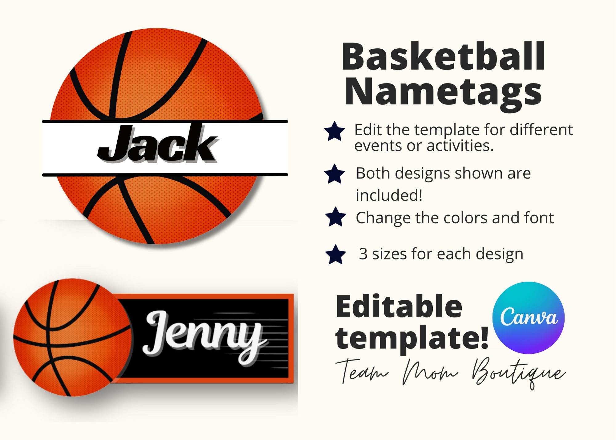 Buy Customizable Basketball Name Tag Templates: Canva Printables in Free Printable Basketball Name Tags