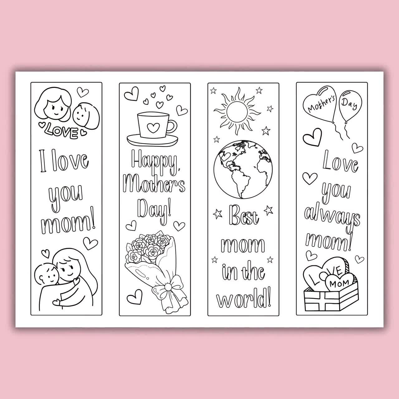 Buy Mother&amp;#039;S Day Coloring In Bookmarks, Color Your Own Bookmarks throughout Free Printable Bookmarks For Mother&amp;#039;S Day