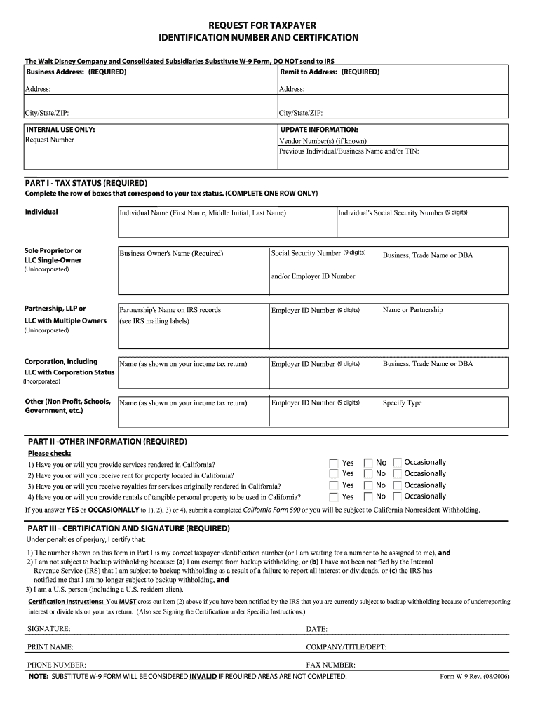 Ca Substitute W-9 Form - Fill Online, Printable, Fillable, Blank inside Free Printable Blank W 9 Form