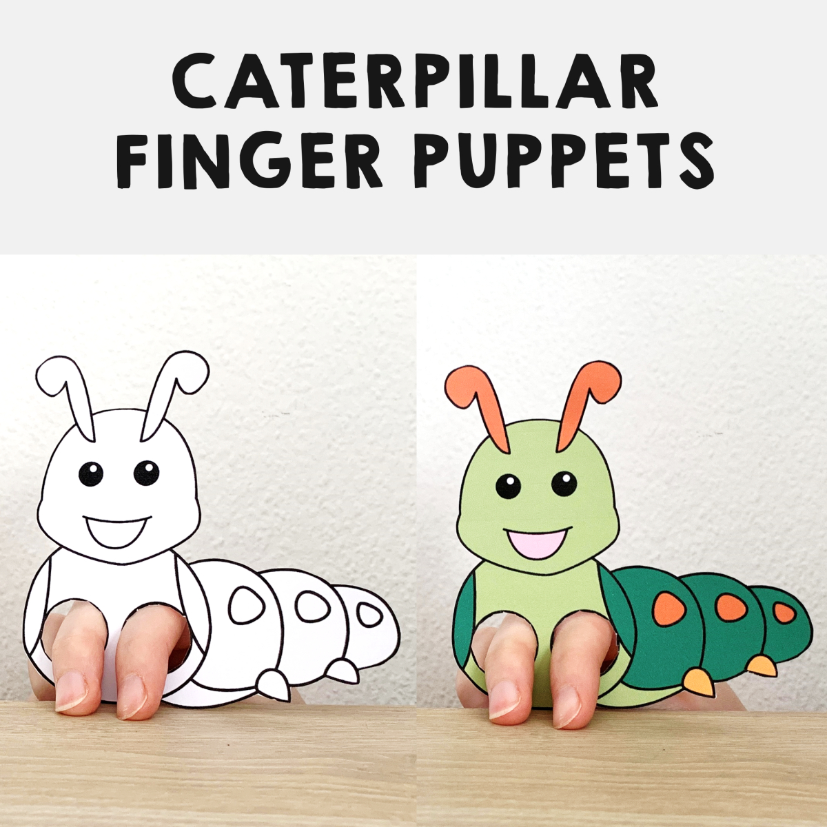 Caterpillar Finger Puppet Printable Insect Bug Coloring Paper intended for Free Printable Bug Finger Puppets