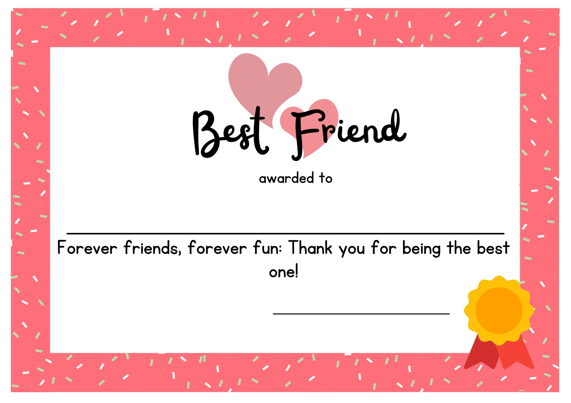 Certificate Of Friendship Award Style Gift, With Editable Text intended for Free Printable Best Friend Certificate
