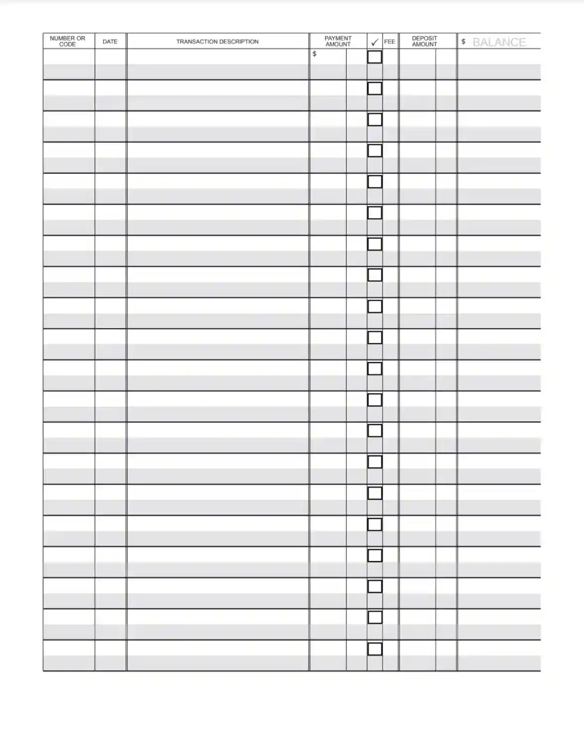 Check Register Template ≡ Fill Out Printable Pdf Forms Online for FREE Printable Blank Checkbook Register