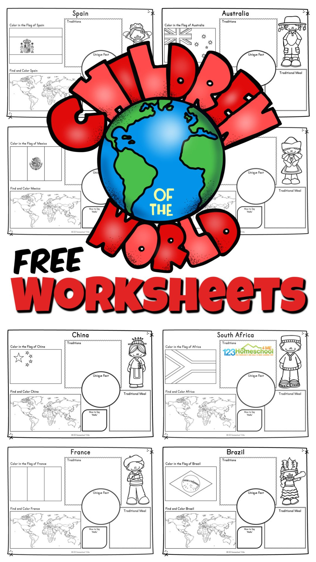 Children Around The World Worksheets - 123 Homeschool 4 Me pertaining to Free Printable Around The World Worksheets