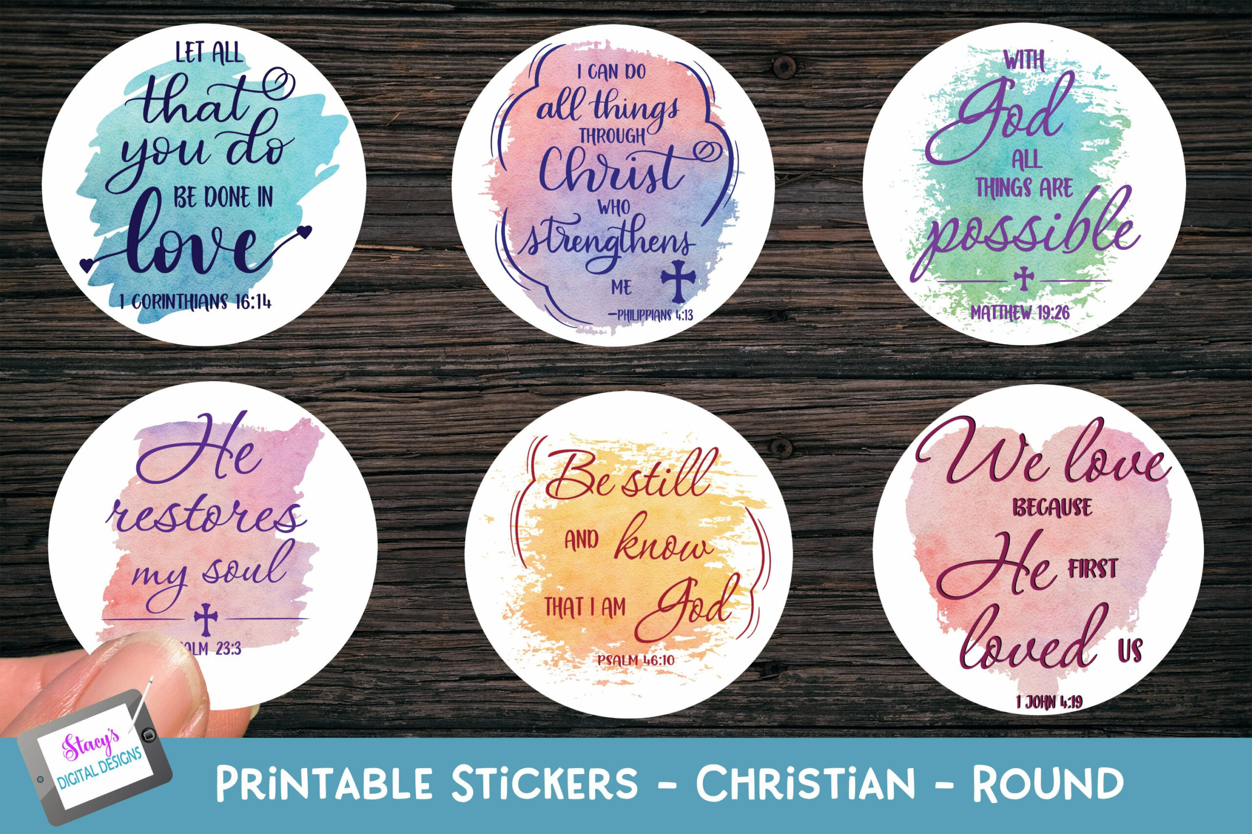 Christian Stickers | Round Printable Stickers | Bible Verses regarding Free Printable Bible Verse Stickers