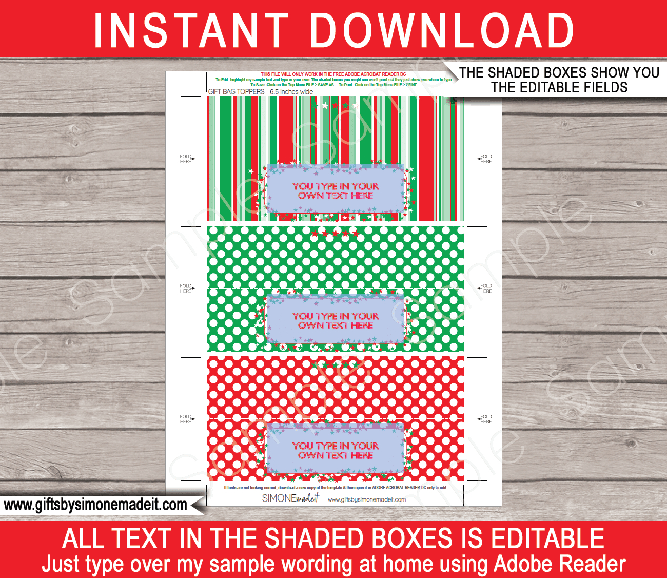 Christmas Bag Toppers (Patterns) - 6.5 Inch Wide regarding Free Printable Bag Toppers Templates