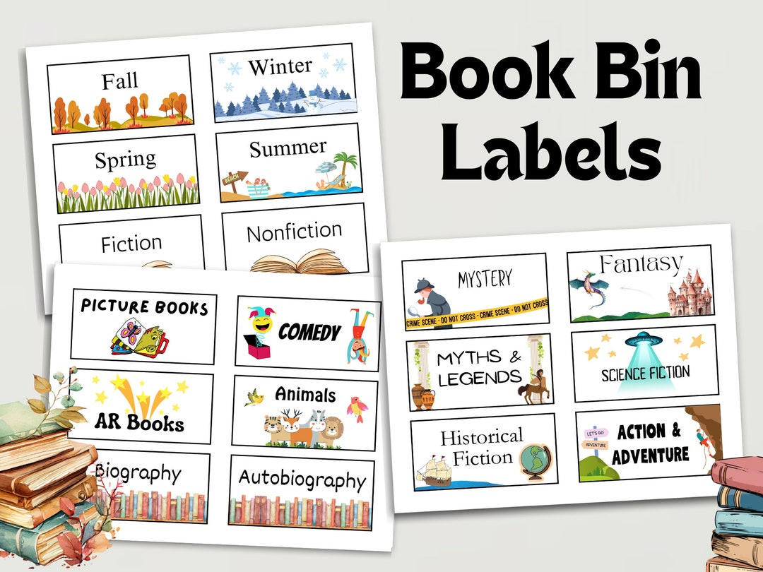 Classroom Book Bin Labels For Organization - Etsy throughout Free Printable Book Bin Labels
