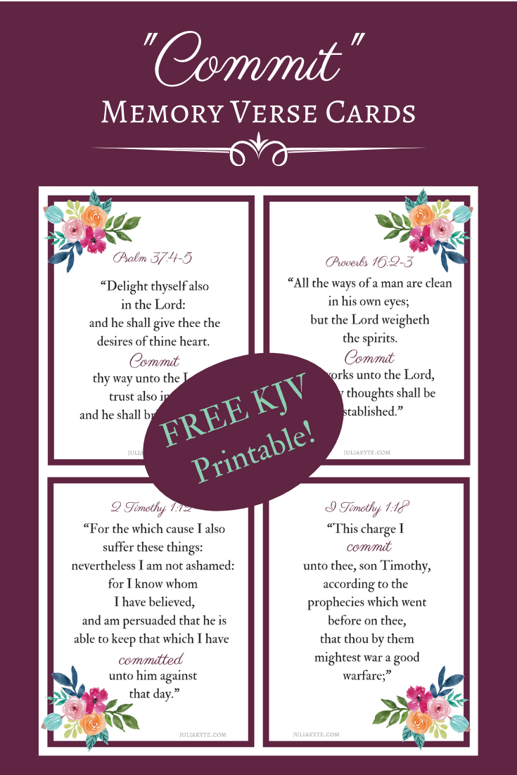 Commit Kjv Memory Verse Cards - Committing My Way within FREE Printable Bible Memory Verse Cards Kjv