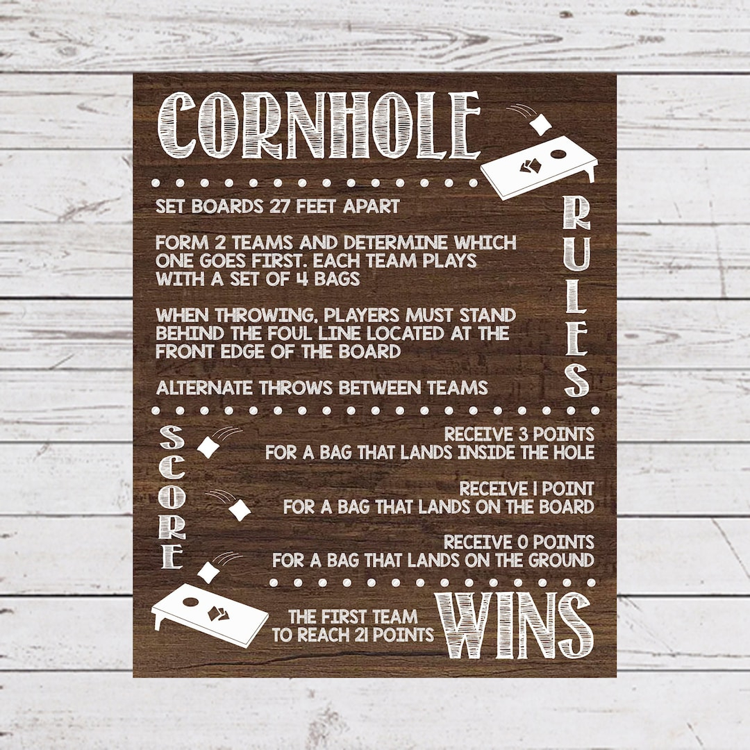 Cornhole Rules Print: Backyard Game Instructions (Digital Download) - Etsy.de for FREE Printable Bean Bag Toss Rules