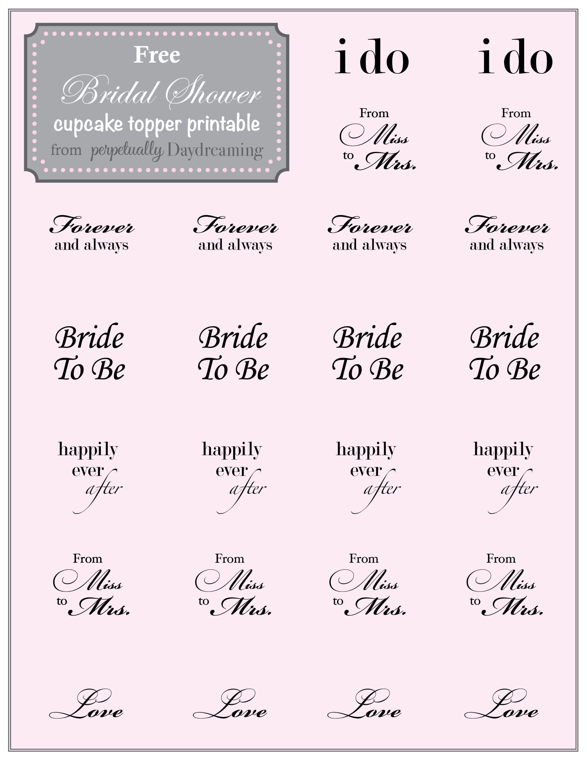 Country Bridal Shower Cupcake Topper {Free} Printable with FREE Printable Bridal Shower Cupcake Toppers Printables