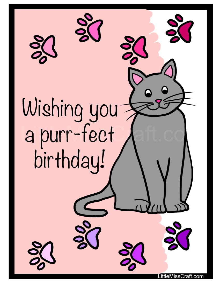 Crafts - Cat Birthday Coloring Page regarding FREE Printable Birthday Cards with Cats