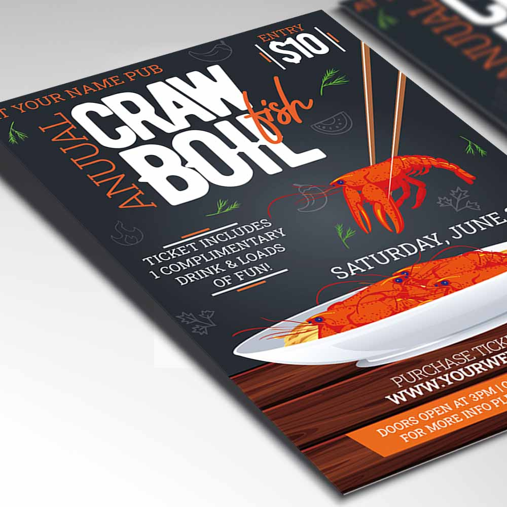 Crawfish Boil Invitation Card Printable Template Flyer | Psdmarket within FREE Printable Blank Crawfish Boil Invitations