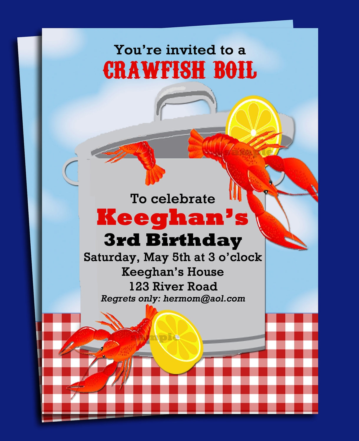 Crawfish Boil Invitation Printable Or Printed With Free Shipping - Birthday Or Just For Crawfish Tpc9037 in FREE Printable Blank Crawfish Boil Invitations