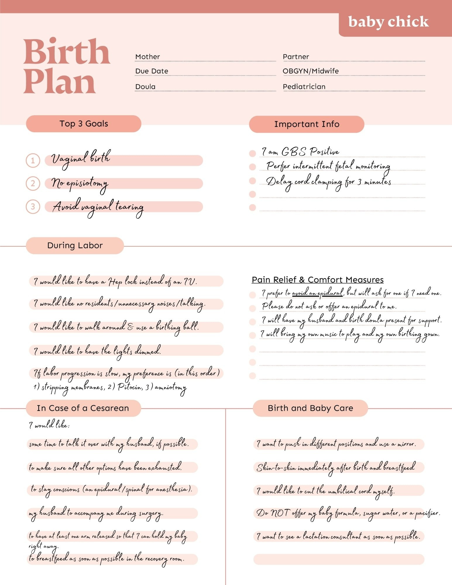 Create Your Perfect Birth Plan (Free Template &amp;amp; Checklist) - Baby with regard to FREE Printable Birth Plan Template
