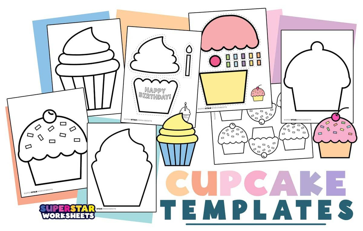 Cupcake Template (Free Printables) - Superstar Worksheets with Free Printable Birthday Cupcakes For Classroom Display