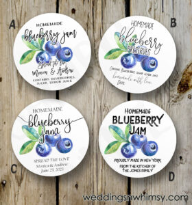 Custom Blueberry Jam Labels, Printed Blueberry Jam Stickers with Free Printable Blueberry Jam Labels