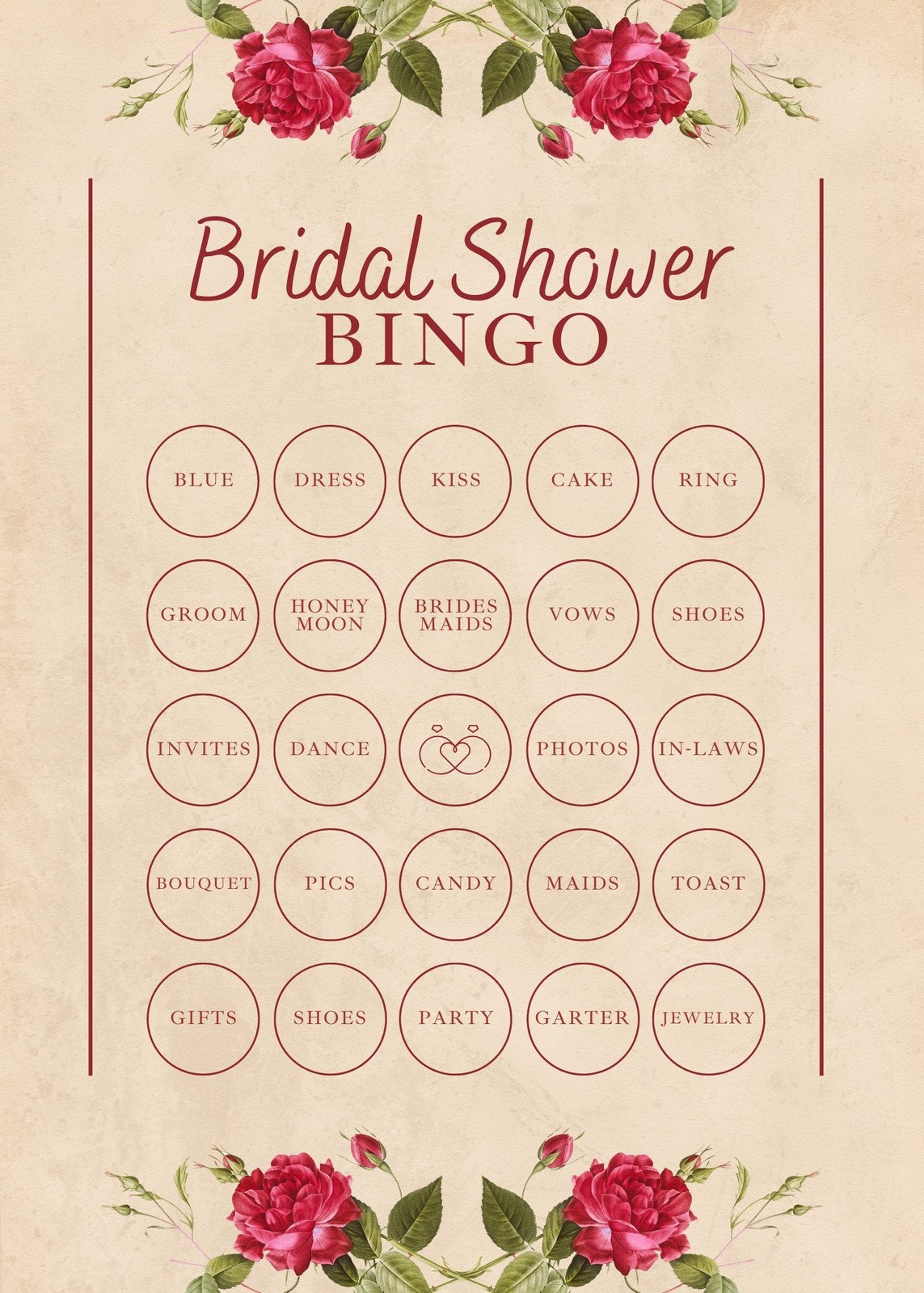 Customize 45+ Bridal Shower Bingo Card Templates Online - Canva in FREE Printable Bridal Shower Bingo Games