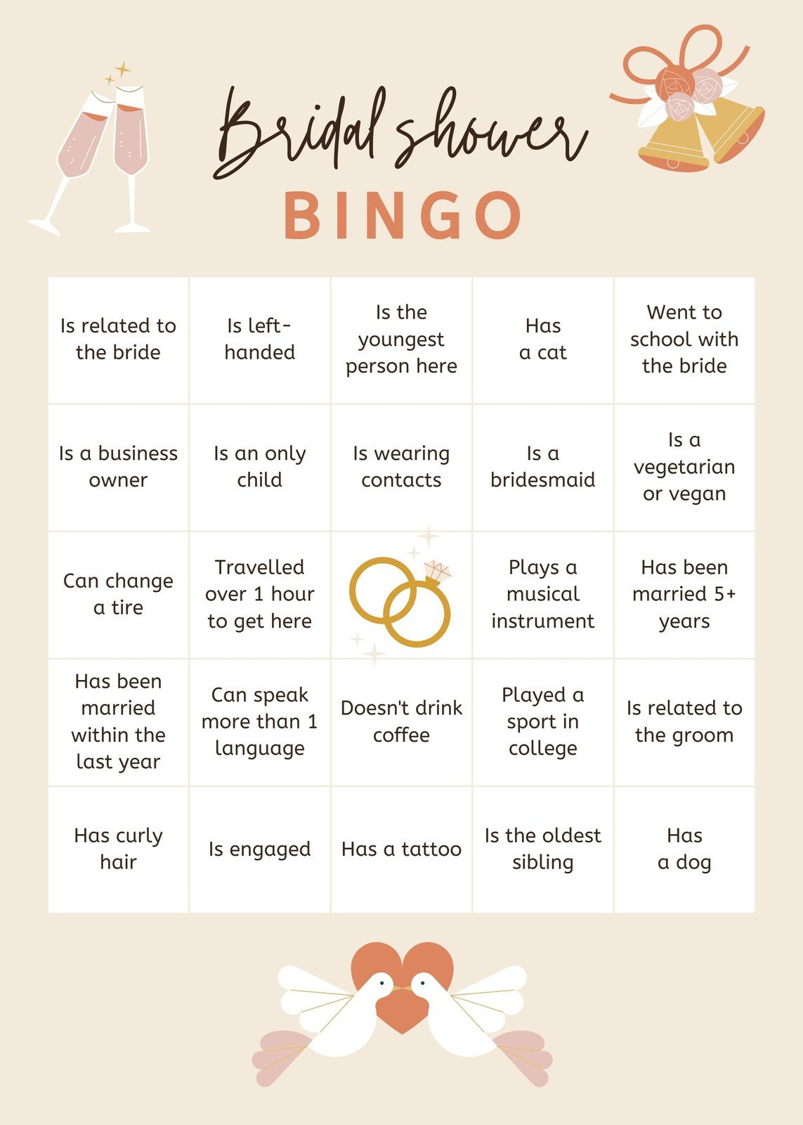 Customize 45+ Bridal Shower Bingo Card Templates Online - Canva with FREE Printable Blank Bingo Cards For Bridal Shower
