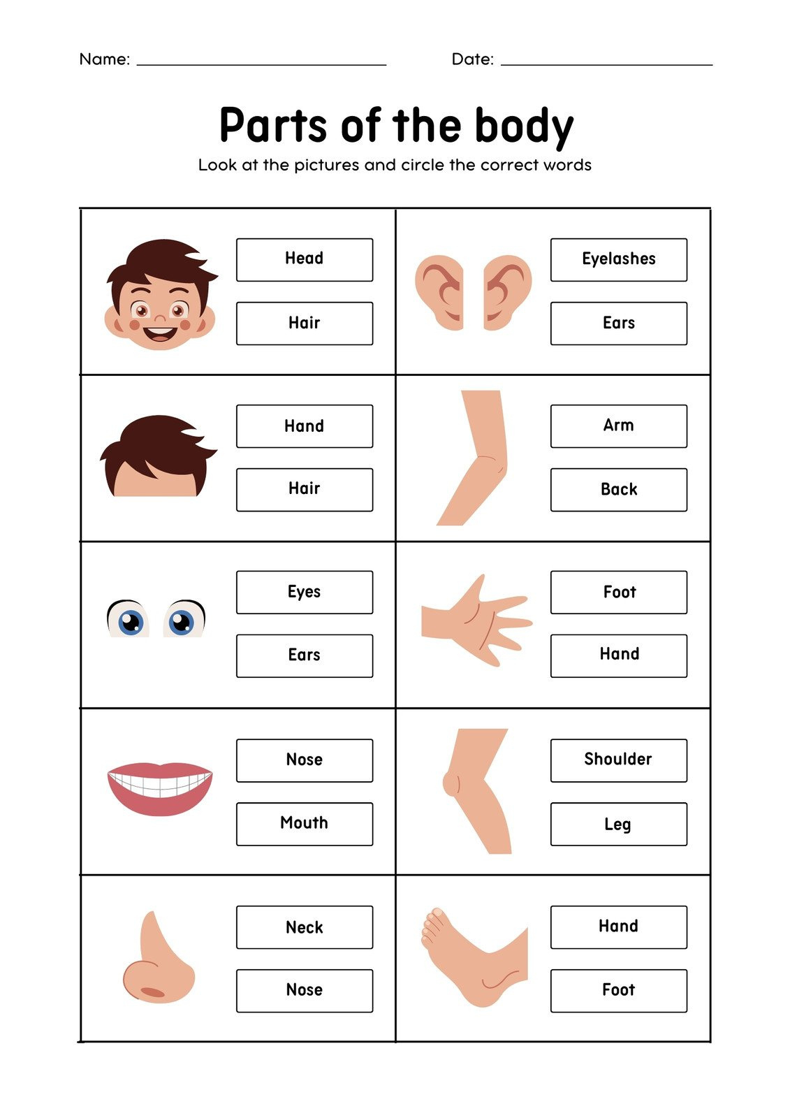 Customize 72+ Body Parts Worksheets Templates Online - Canva within Free Printable Body Parts Worksheets