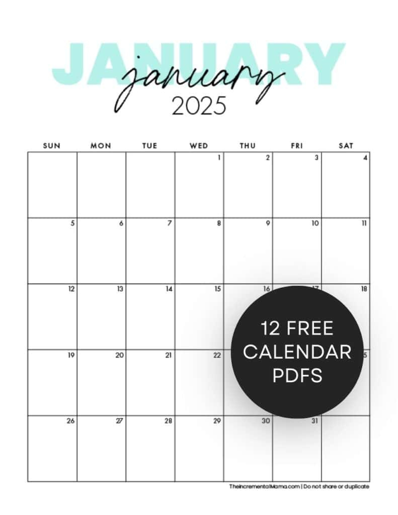 Cute 2025 Monthly Calendar Free Printable throughout FREE Printable Blank Calendar 2025