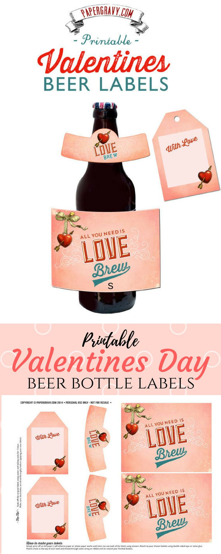 Cute Diy Printable Valentines Day Beer Bottle Labels in Free Printable Beer Bottle Labels