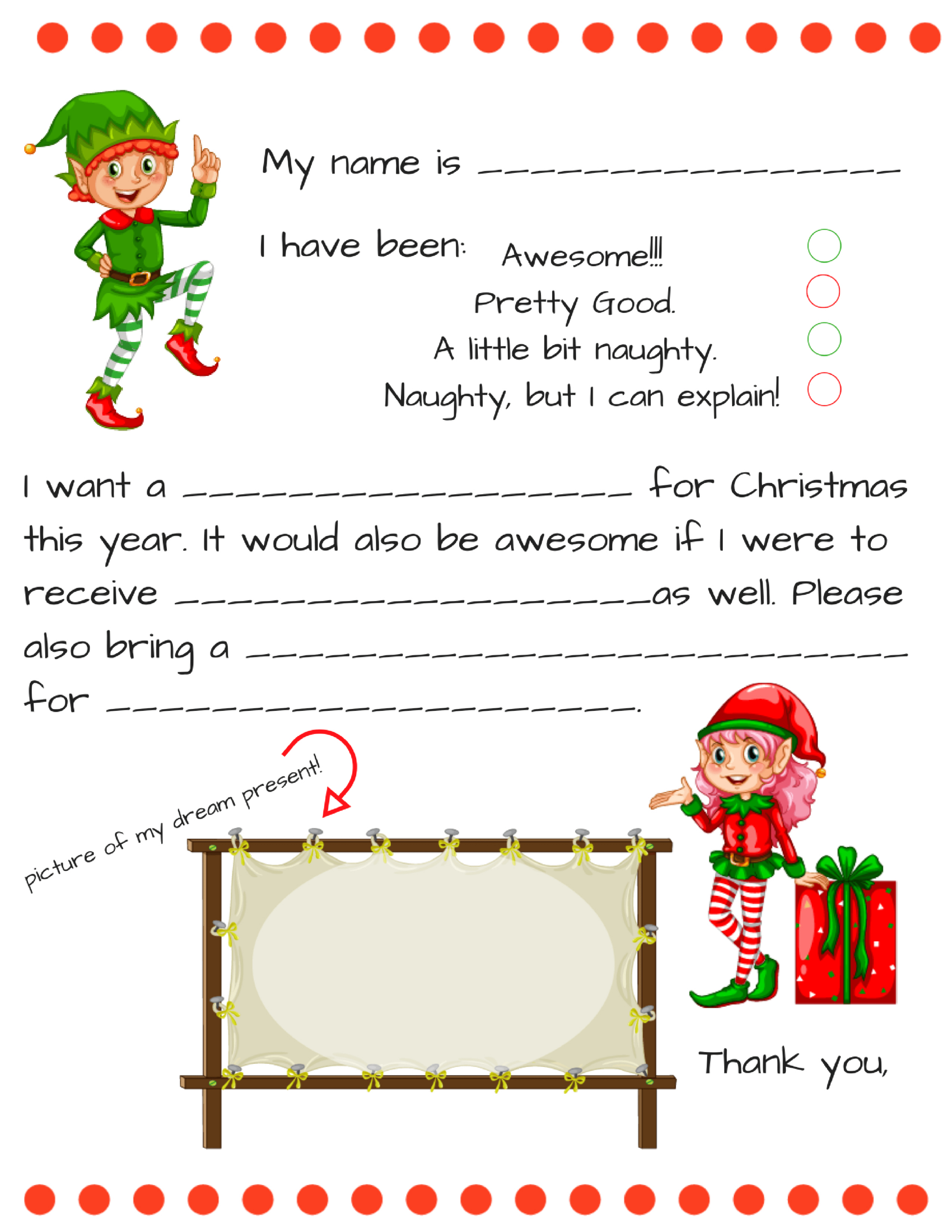 Dear Santa Fill In Letter Template - Momdot regarding Free Printable Blank Letters To Santa