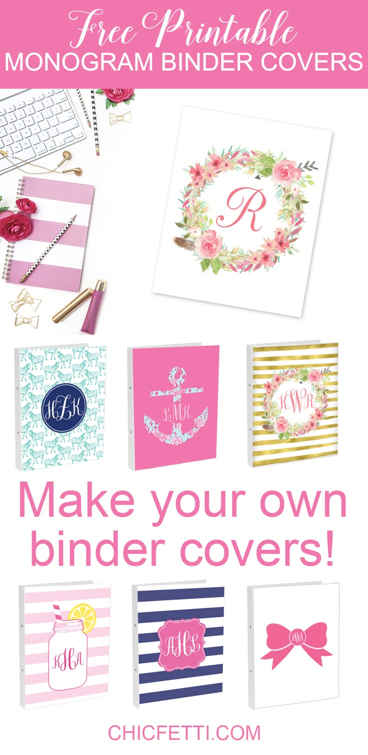 Diy Monogram Binder Covers Using Free Monogram Maker - Chicfetti Blog for FREE Printable Binder Covers Monogram